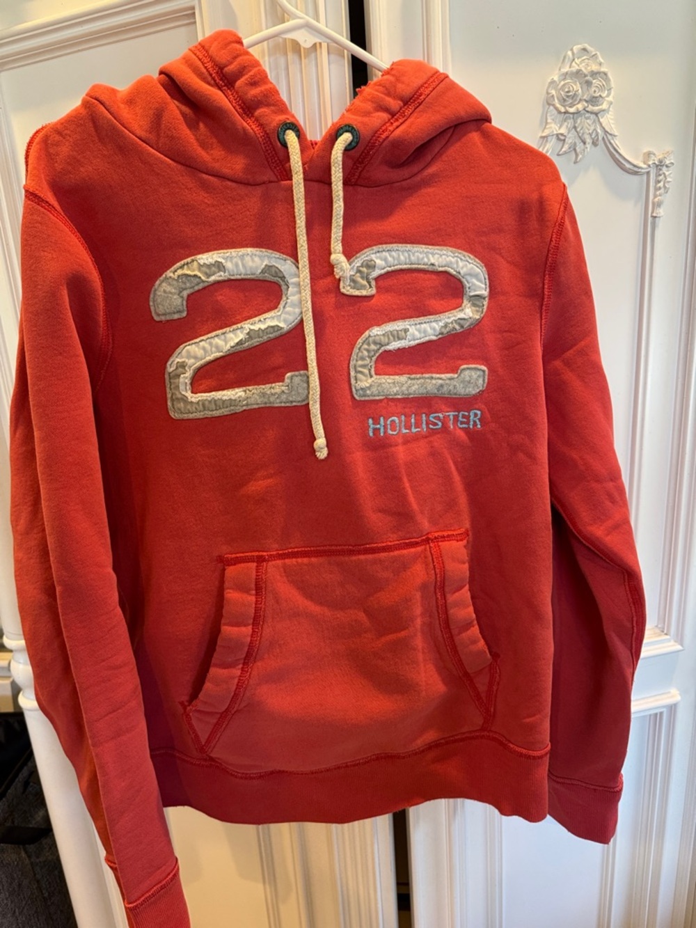 Hollister Orange-Red '22' Applique Hooded Sweatshirt